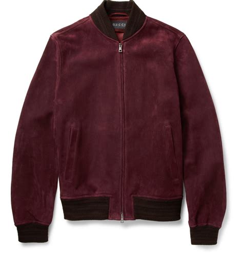 gucci red suede bomber jacket